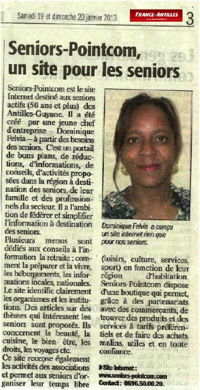 Article France Antilles du 19 janvier 2013