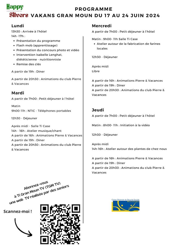 Page 1 Programme Vakans Gran Moun