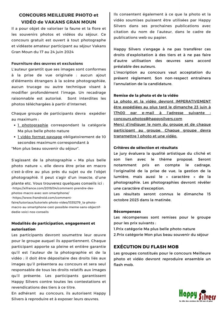 Reglement jeu concours